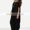 Black One Shoulder Dolman Sleeve Maxi Dress 100% Cotton Casual Batwing Sleeve Shift T Shirt Dress