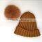 Myfur Elegant Pom Beanie Hat Women Winter Knitted Hat with Fur Pom