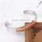 Titanium Steel Seed Beads Open Cuff Bangles Bracelets Silver Tone Orange