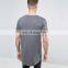 2017 OEM custom printing Logo longline gray curved hem t shirt men