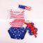 baby bodysuit kid clothes Stars and Stripe Patriotic Romper & HEADBAND & WALKING SHOES 3PC SET July 4th