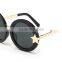 designer unique style fashionable full metal frame mirror round sunglasses with sun and star decoration