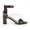 ladies new latest design high heel genuine patent leather sandals shoes women covered heel shoe