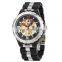 Luxury Mens Watch Automatic 3ATM Water Resistant Waterproof Gold Hollow Skeleton Mechanical Wood Watch