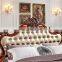 Antique hand carved beds luxury top quality bedroom furniture classical leather bed