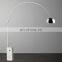 High Quality Arc Floor Lamp with Marble Base Modern Design Chrome Stainless Steel LED Standing Light