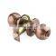 Security double handle antique copper interior room tubular keyed entry door knob lock