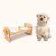 2022 Yellow Promotional Oem Cute Three Bowl for Dog Pet Milk Water Drinking Feeder Cat Paw Print Wood Stand Holder Bracket