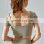 Wholesale Shorts Sleeve Square Neck Built In Bra Fixed Pads Sports Yoga Crop Top Fit Women Activewear Fitness Workout Clothes