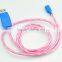 2015 hot selling Micro USB Data Cable with LED light for Iphone/Ipad