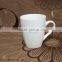 2016 New design embossed logo square plain white ceramic mug