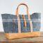Custom high quality waxed canvas tote bag with leather handles unisex