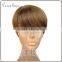 factory price full thin skin cap human hair lace wigs dark brown short silk straight wig