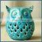 Wholesale home decoration blue ceramic porcelain owl