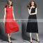 2016 Summer Fashion High Quality Long One Piece Dress Lady Pleated Sleeveless Red Black Maxi Dresses For Women Ladies
