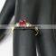 0.05cts 2pc Diamond 1pc Ruby Gold Ring 1.200g in 14 Karat Yellow Gold