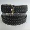 embossed printing pu leather belt with rivet for woman