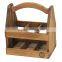 hot selling pine handle 6 pack wooden beer storage box tote carrier with bottle opener