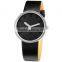 2015 New Fashion Simple Black Leather Band White Dial Women Lady Sport Quartz Wrist Watch