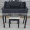 Elegant Black Dressing Table with Stool, 7 Drawers and 1 Oval Mirror