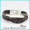 316L stainless steel leather bracelets for men braided