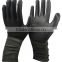 NMSAFETY light black nylon coated black PU gloves with extra long cuff