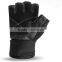 WEIGHT LIFTING GLOVES LEATHER GYM LONG STRAP WORKOUT BODY BUILDING GLOVES BLACK