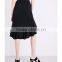 Customized Lady's Apparel Front-wrap Ruffled Wave Structured Waist Asymmetric Hem Twill Skirt(DQM008S)