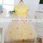 MGOO High Quality OEM Brand Girl Latest Design Baby Frock Yellow Dot Satin Community Dress 0-381