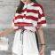 Summer Wear the New Personality Joker Contracted Stripe T-shirt With Short Sleeves Female Students Show Thin Blouse