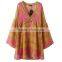 F20011A TRUMPET SLEEVE PRINTED BEACH DRESS WOMEN LACE DRESS