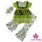 66TQZ462 Yiwu Lovebaby Cotton & Polyester Wholesale short sleeve stripe top with bib floral ruffle pant party kid supplies set