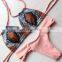 Europe And America Snakeskin Pattern Handwork Sennit Rope Pink Sexy Swimming Suit