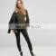 New design chiffon flared sleeves woman blouse tie V-back girl top