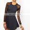 CHEFON Denim fabric long sleeved bodycon dress