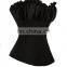 High Quality Black Floral Pattern Ruffled Top Sexy Corset Lingerie