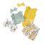 2020 New Baby Girls 3 Pcs Set Rompers  + Flowers Short Cotton Fashion Baby Clothes Suits
