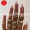 2021 Boho Vintage Ring Set Gold Knuckle Rings For Women Crystal Star Crescent Geometric Female Finger Rings Set Jewelry