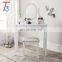 White Dressing Table Set Wooden Makeup Desk With Mirror Drawer Stool Bedroom