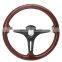 Fits Universal 350mm Black Classic Trim Chrome Spoke Wood Grain Sport Chrome Steering Wheel