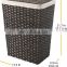 Large capacity with handle and lid hand-woven plastic rattan storage basket Bathroom laundry storage bucket