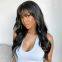 Body Wave Human Hair Wigs With Bangs 180% Density Remy Indian Wig With Bangs Full Machine Made Fringe Wig Human Hair Natural Wig