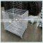 Folding warehouse storage cage with strong legs