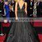 Camila Alves Luxurious Taffeta Black Deep V Neck 2011 0scar Party Dress Ball Gown Celebrity Dress TPD234