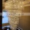Modern k9 crystal bead long suquare chandelier light for hotel