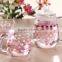 Top quality wholesale heat resistant pyrex glass teaset with 650ml teapot 2pcs 350ml tea cups beautiful rose design teaset