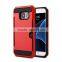 2016 new generation brushed metal hybrid smart case for Samsung Galaxy S7 shockproof phone cover with credit card slot