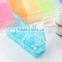 Colorful rainbow 21 cells weekly plastic pill box