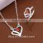 2015 fashion indian bridal red stone 925 sterling silver jewelry sets
