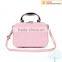 Elegant pink frame PU leather toiletry bag with movable strap